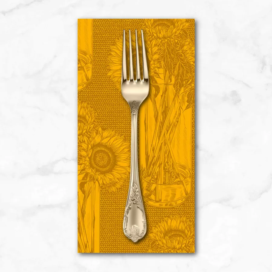 indelible-sunflowers-in-saffron-dinner-napkin Indelible, Sunflowers in Saffron, Dinner Napkin