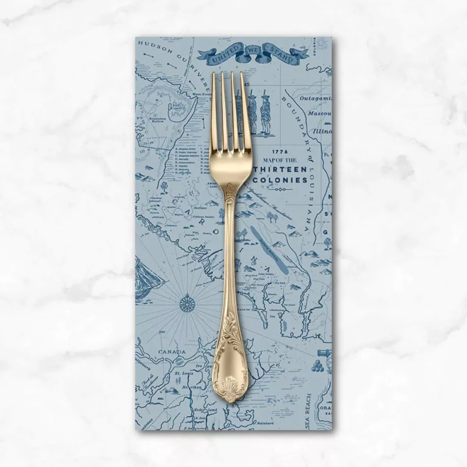 Independence, Colonial Map in Blue, Dinner Napkin