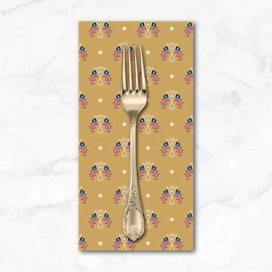 independence-old-glory-in-gold-dinner-napkin Independence, Old Glory in Gold, Dinner Napkin