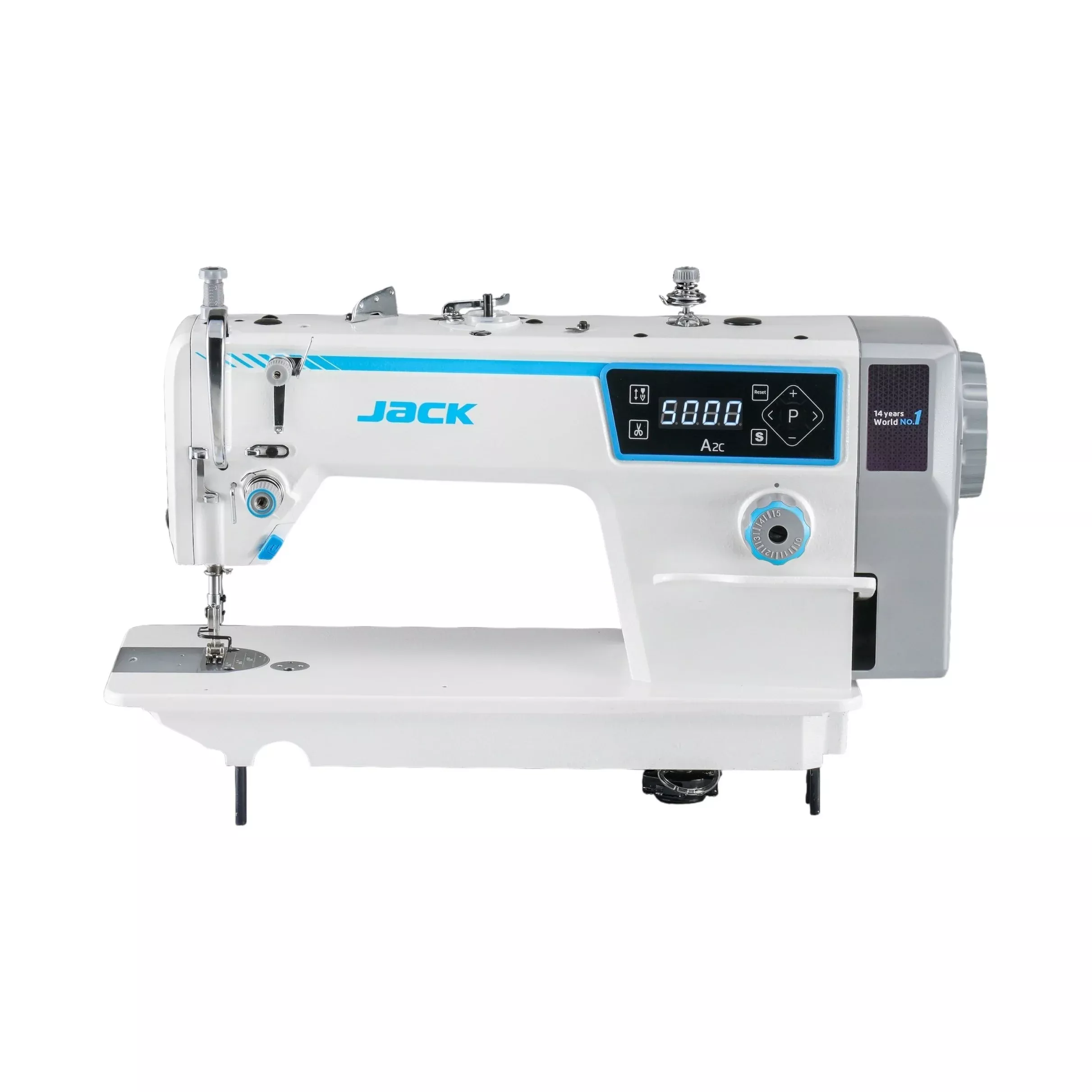 JACK A2C-C High-Speed Single Needle Lockstitch Machine with Automatic Thread Trimmer Assembled with Table and Stand Included