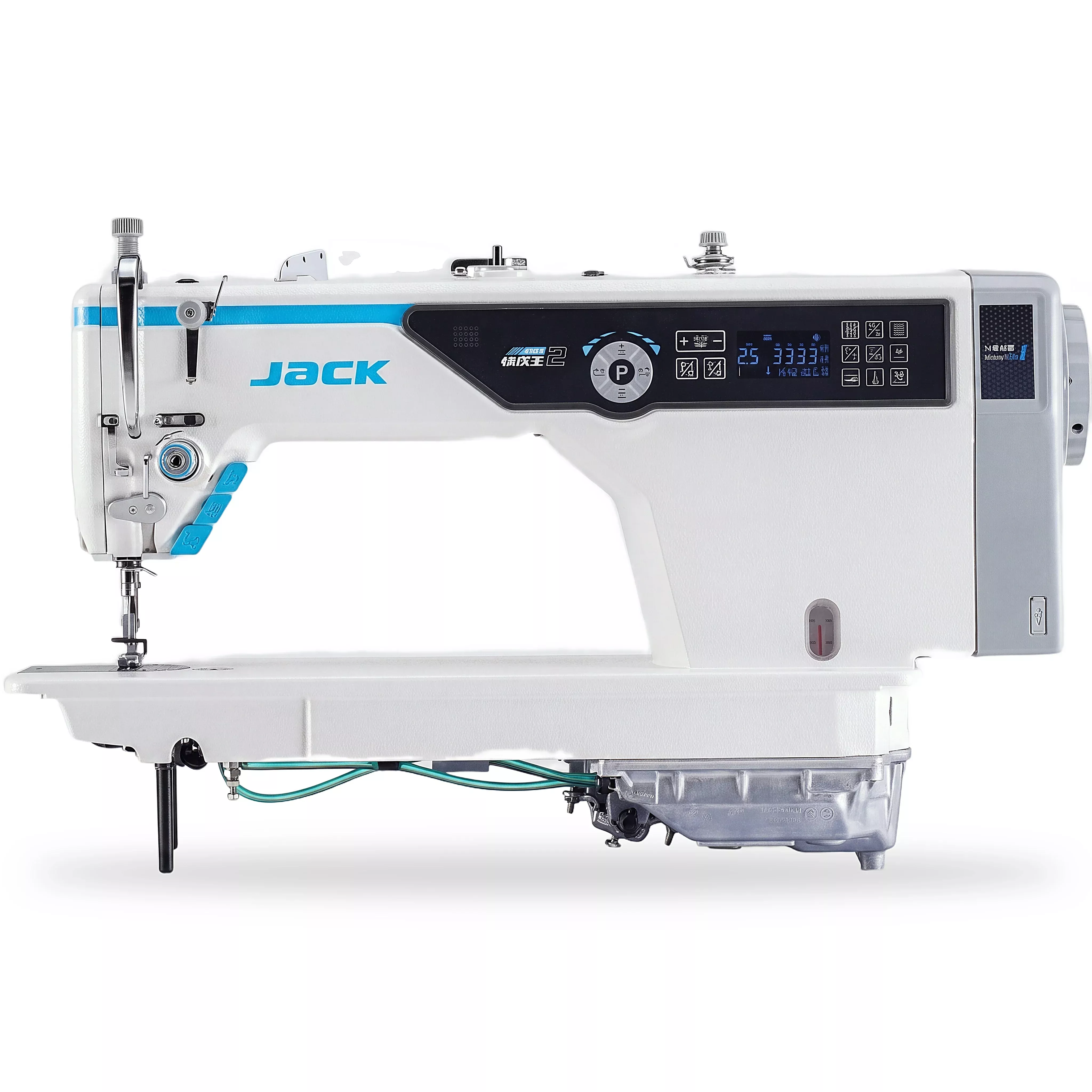 jack-a5e-b-m-h-2-ai-material-recognition-unlock-potential-all-fabrics-single-nee JACK A5E-B (A.M.H 2) AI Material Recognition Unlock the Potential of All Fabrics Single Needle Direct Drive Fully Automatic Drop Feed Lockstitch Industrial Sewing Machine Complete Assembled with Table and Stand Included