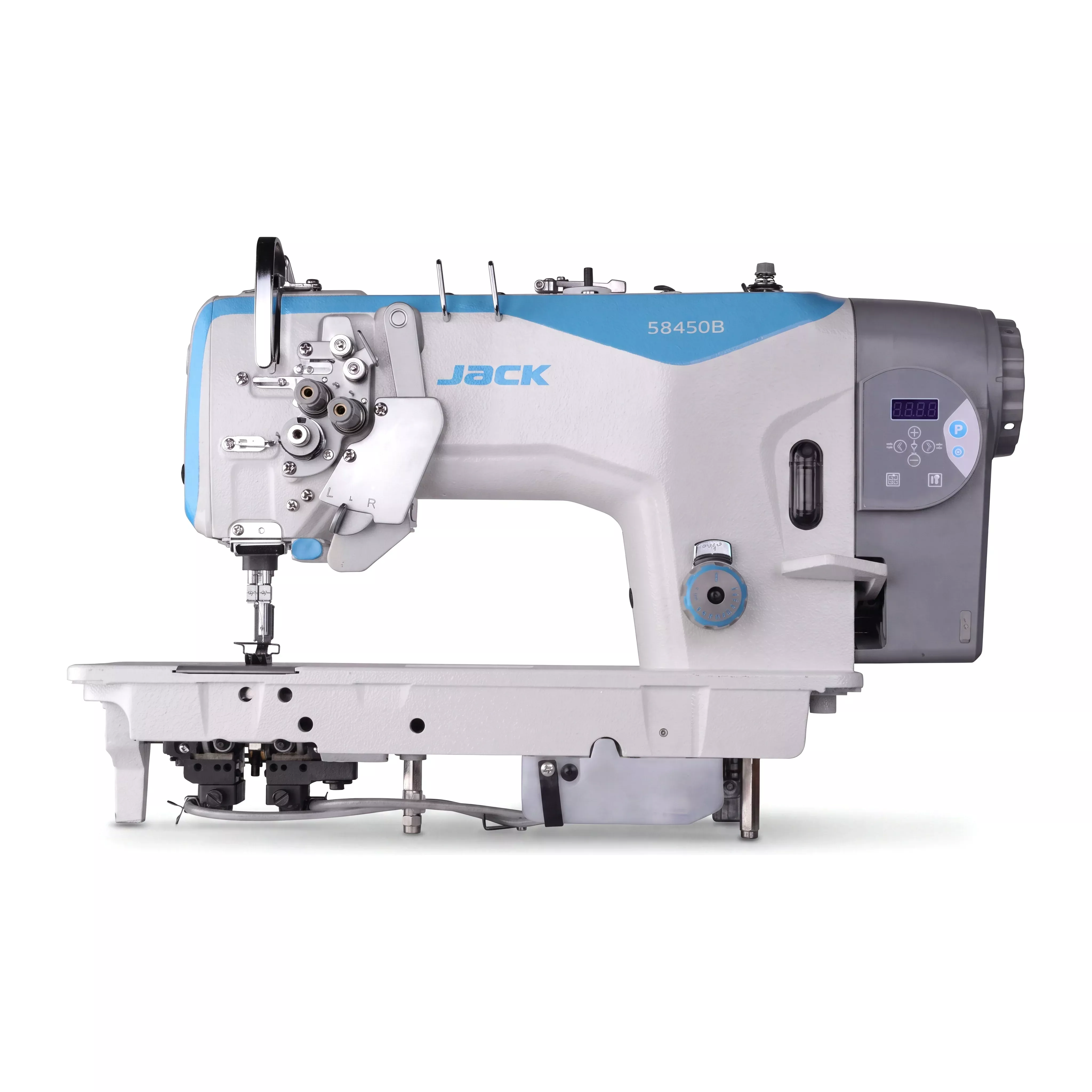 jack-jk-58720b-double-needle-large-bobbin-needle-feed-lockstitch-complete-setup- JACK JK-58720B – Double Needle Large Bobbin Needle Feed Lockstitch – Complete Setup, Table & Stand Included