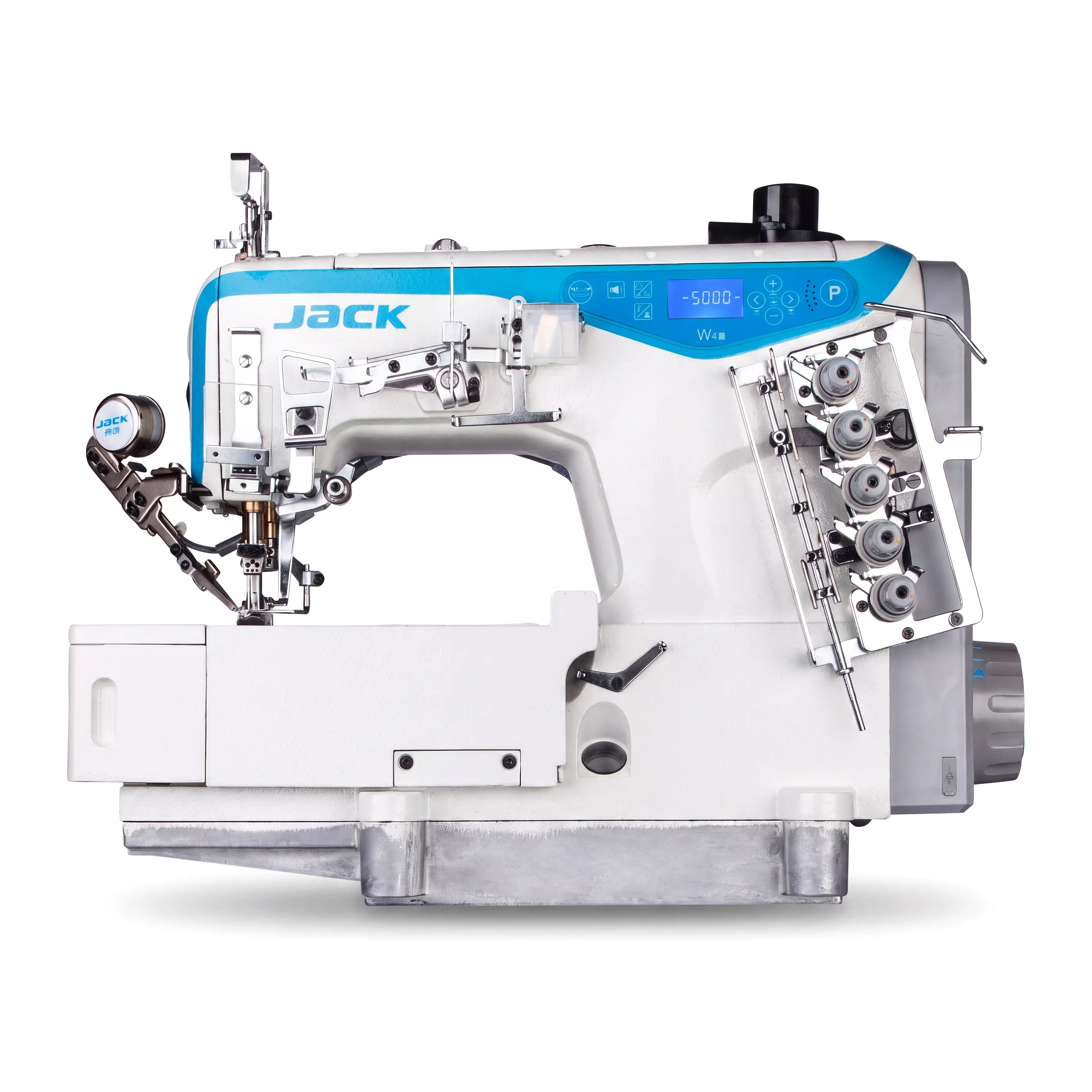 jack-w4s-ut-01gb-3-needle-flatbed-coverstitch-with-thread-trimmer-complete-setup JACK W4S UT 01GB – 3-Needle Flatbed Coverstitch with Thread Trimmer – Complete Setup, Table & Stand Included