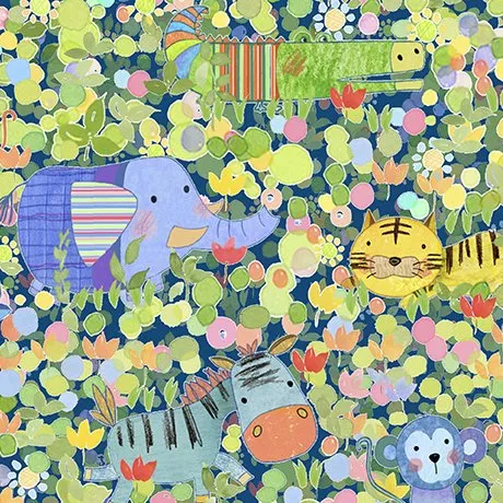 Jungle Friends - Baby Jungle Animals Navy