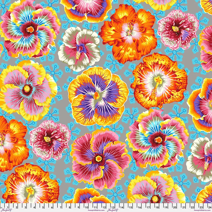 Kaffe Fassett Floating Hibiscus - Grey