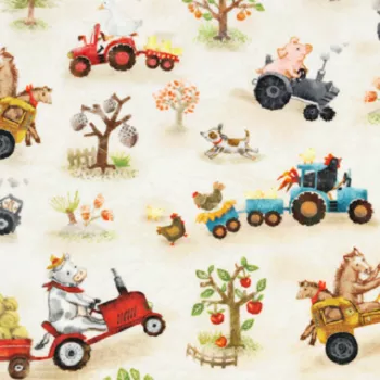 Kozy Cuddle Print Funny Farm Beige Digital Cuddle 58-60"