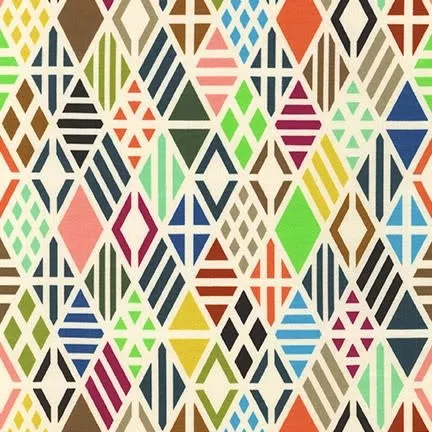 Laguna Lightweight Jersey Knit, Diamonds in Multi, Fabric Half-Yards