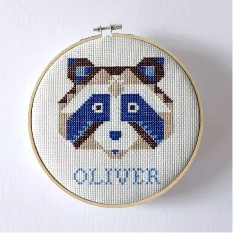 little-raccoon-cross-stitch-pattern Little Raccoon Cross Stitch Pattern