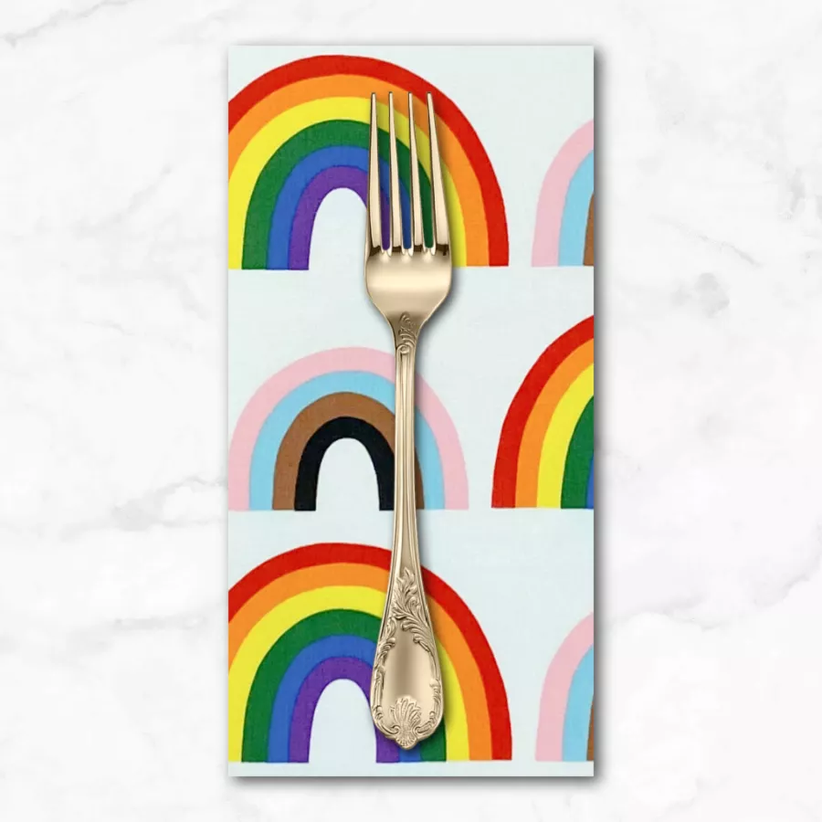 love-is-love-double-rainbow-in-natural-dinner-napkin Love is Love, Double Rainbow in Natural, Dinner Napkin