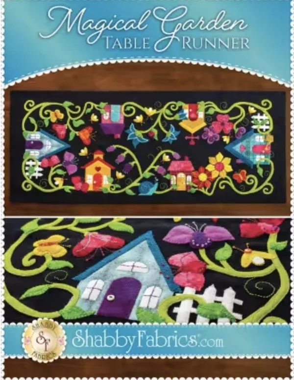 magical-garden-wool-applique-runner-pattern Magical Garden Wool Applique Runner Pattern
