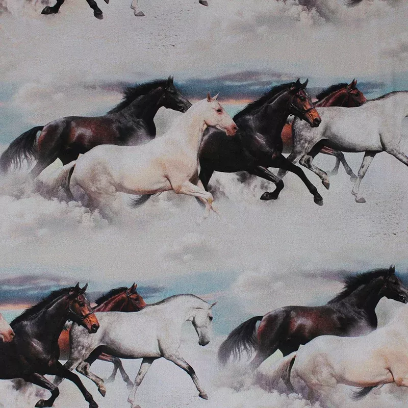 Maverick - Beige Multi Mustang Border - 45" - 100% Cotton