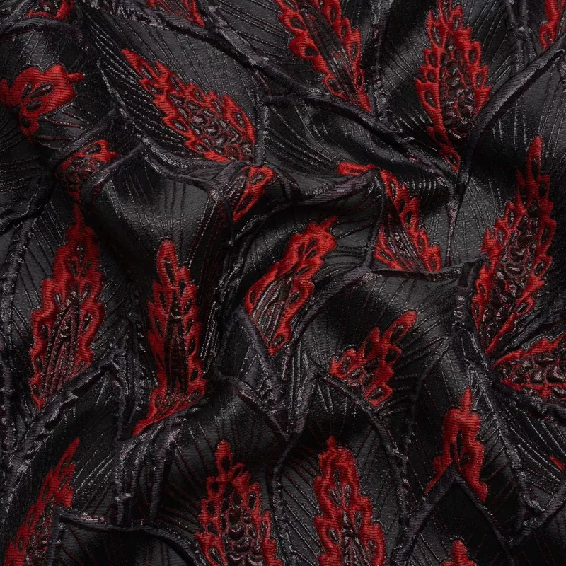 metallic-black-red-decorated-feathers-luxury-brocade Metallic Black and Red Decorated Feathers Luxury Brocade