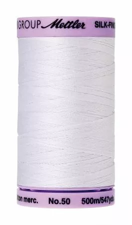 Mettler 2000 Silk-Finish 50wt Solid Cotton Thread 547yd/500M White