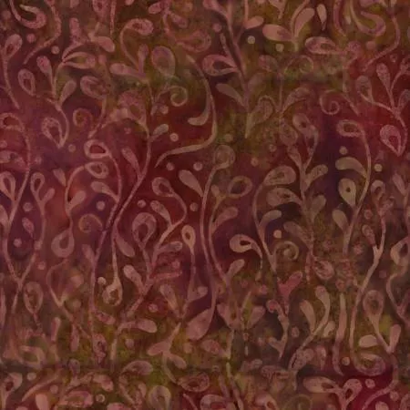 Multi Rose/Olive Trailing Vines Batik