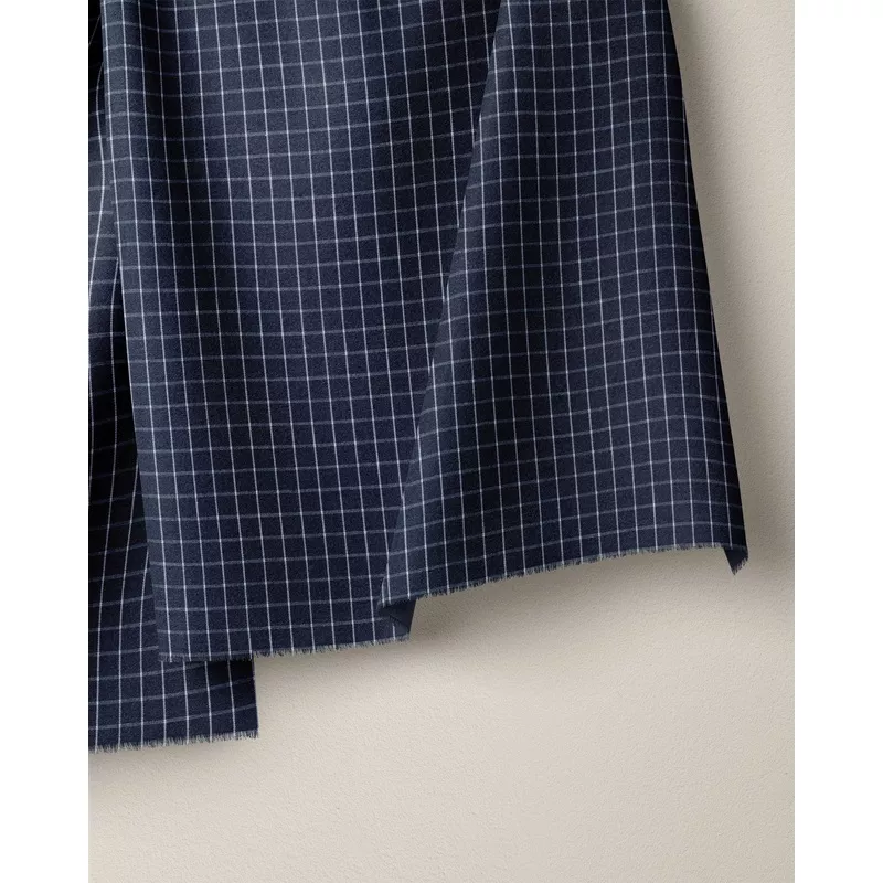 navy-small-grid-cotton-shirting Navy Small Grid Cotton Shirting