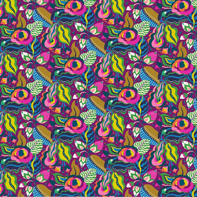 on-sale-5-yard-cut-botanica-camellia-in-grape ON SALE-5 YARD CUT - Botanica, Camellia in Grape