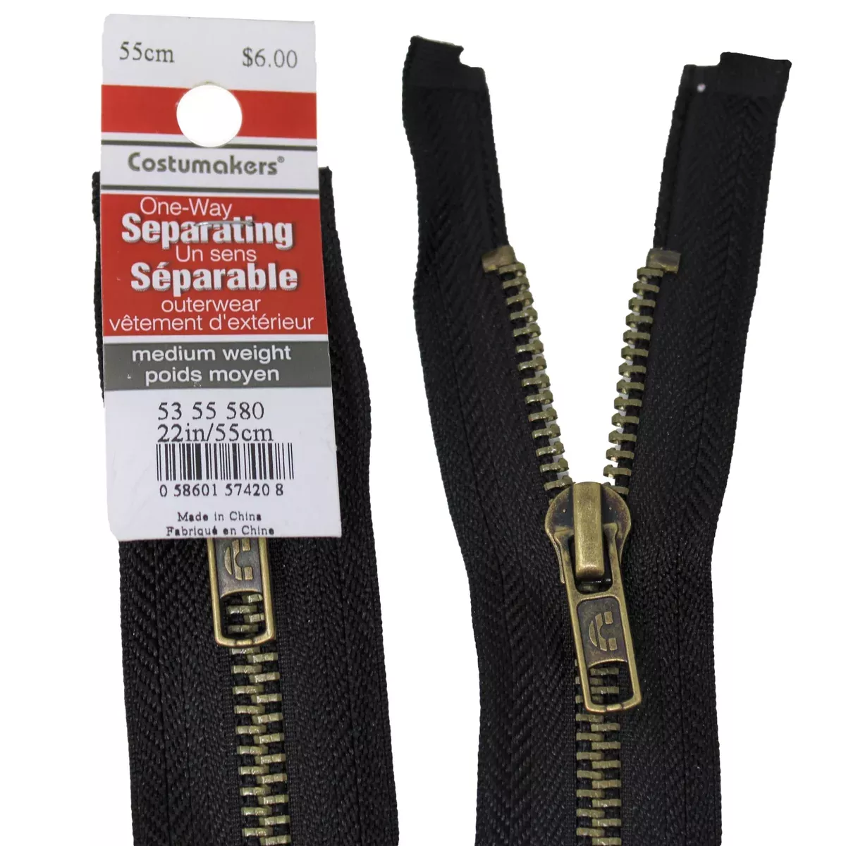 outerwear-one-way-separating-zipper-55cm-black-medium-weight Outerwear One Way Separating Zipper - 55cm/Black - Medium Weight
