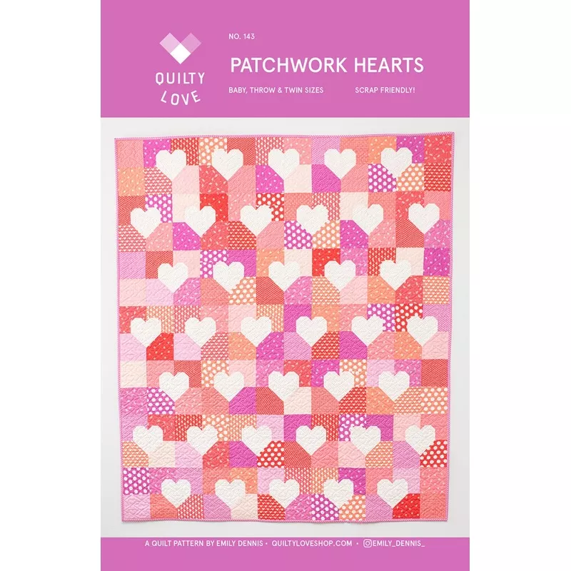 Patchwork Hearts Quilt Pattern by Quilty Love