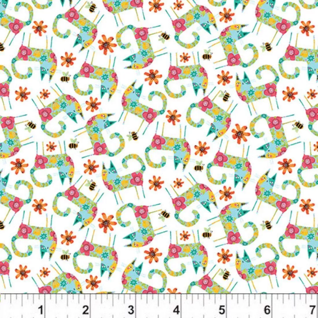 patterned-cats-teal-multi-by-terry-runyan Patterned Cats Teal/Multi by Terry Runyan