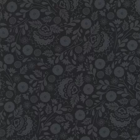 Plants Black Quilting Cotton