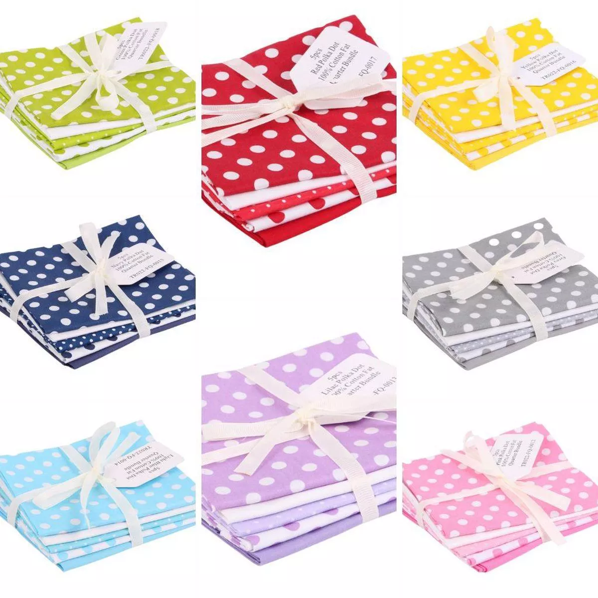 Polka Dot 5 Piece Cotton Fat Quarter Bundle
