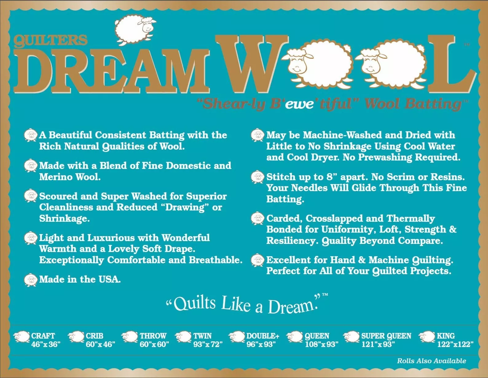 quilters-dream-wool-throw-batting Quilters Dream Wool |Throw Batting