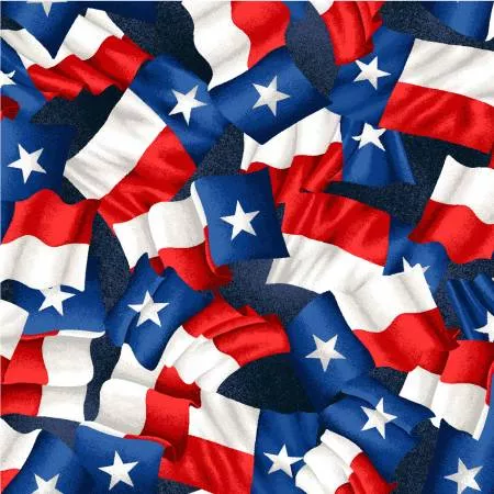 R W B -Wavy Texas Flag, Navy