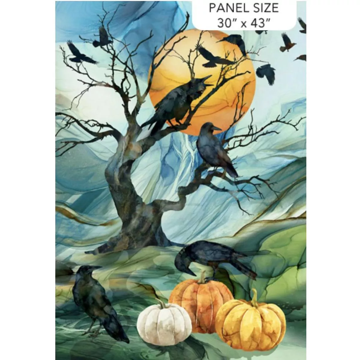 raven-s-call-30-panel-teal-multi-by-edwards-samra Raven’s Call 30″ Panel Teal/Multi by Edwards + Samra