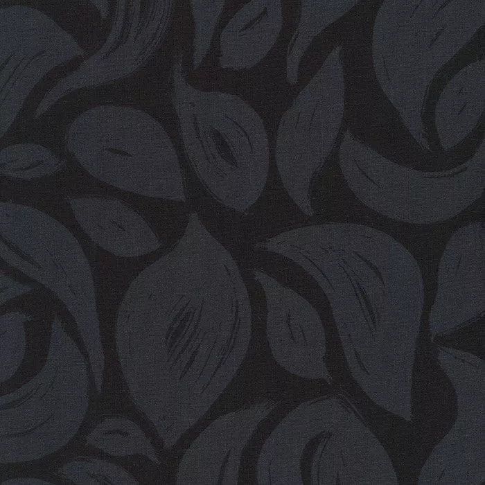 Robert Kaufman Brushy Leaves Black fabric