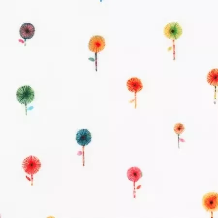 Robert Kaufman Flora and Fun flowers on white fabric