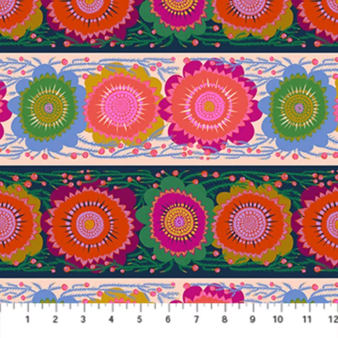 round-floral-stripes-spunky-by-anna-maria-textiles Round Floral Stripes Spunky by Anna Maria Textiles