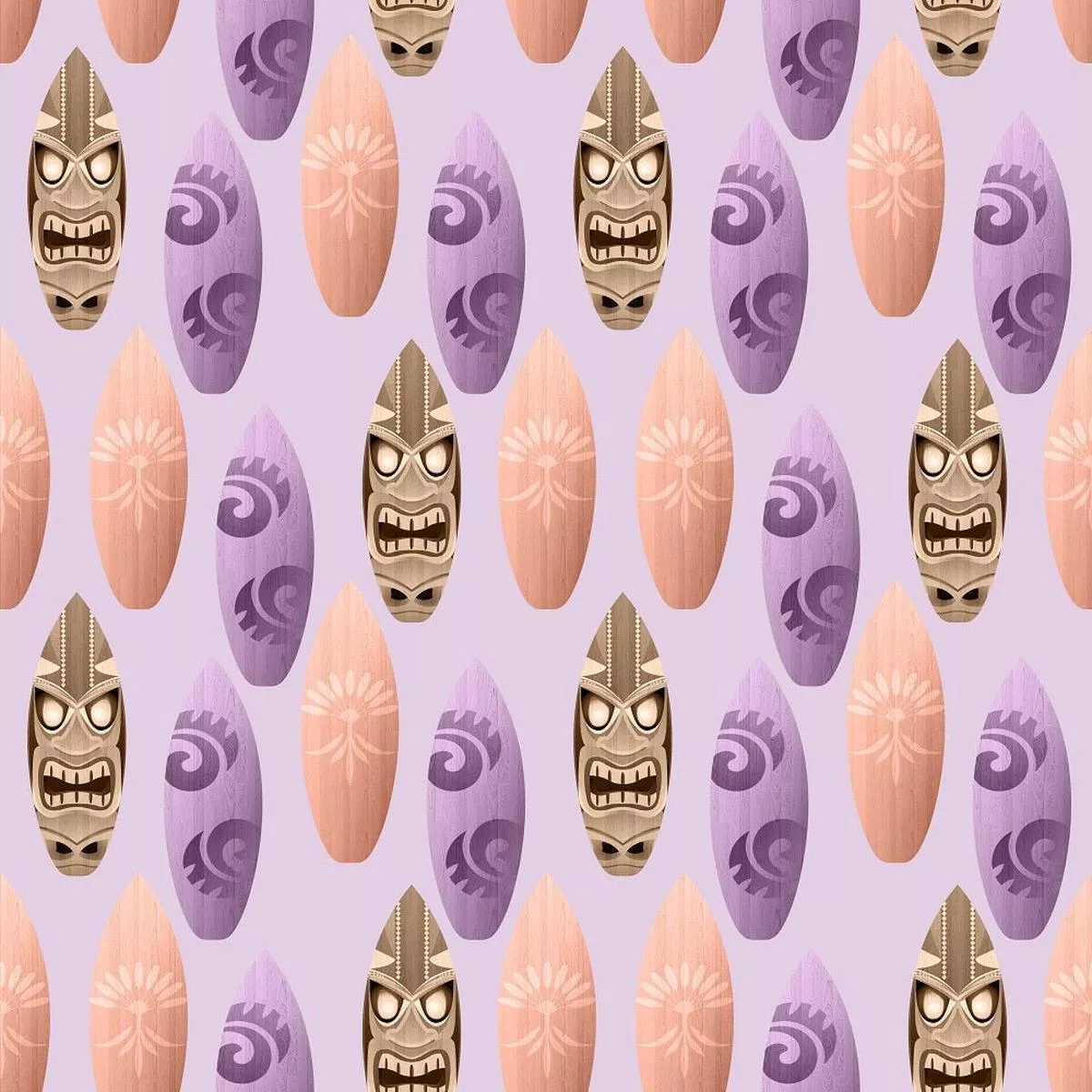 Scattered Surf Boards Fabric – Purple