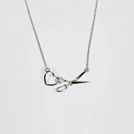 Scissors & Heart Necklace SILVER