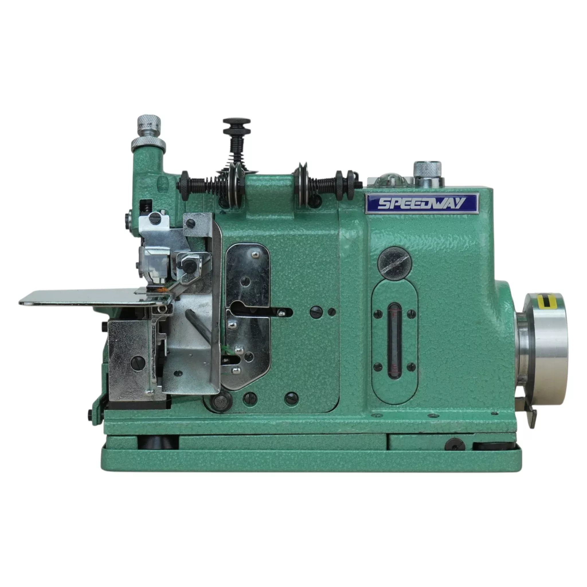 speedway-sw-3u-3-thread-emblem-edge-embroidery-patching-overlock-complete-setup- SPEEDWAY SW-3U – 3-Thread Emblem Edge Embroidery Patching Overlock – Complete Setup, Table & Stand Included