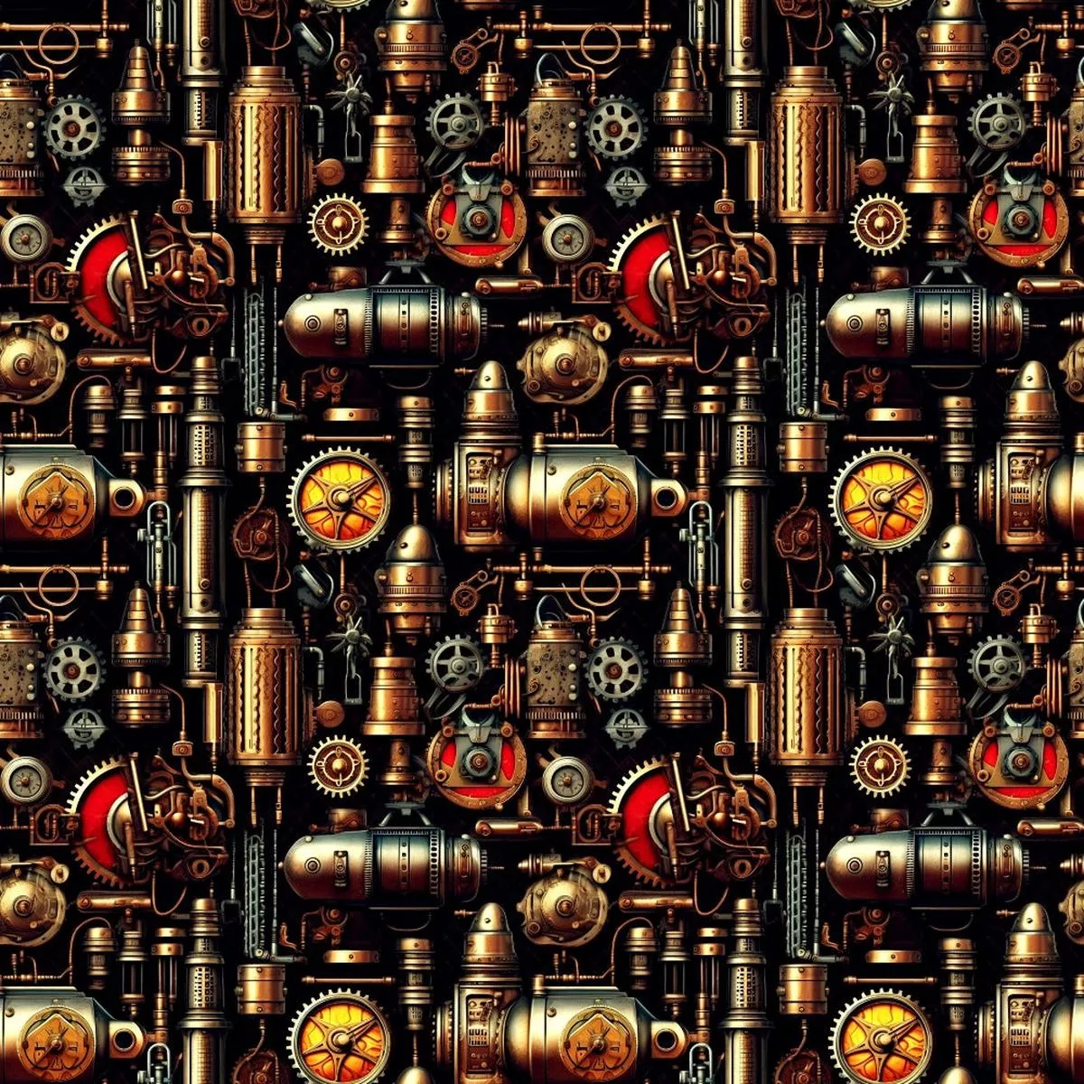 Steampunk Pipes Pattern 2 Quilting Cotton Fabric