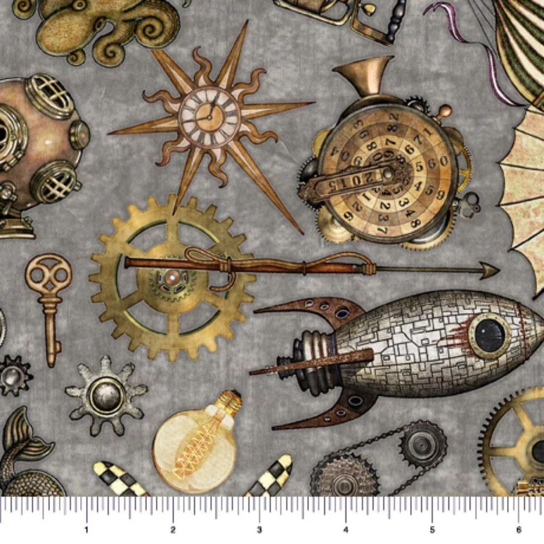 Steampunk Toss Gray by Dan Morris