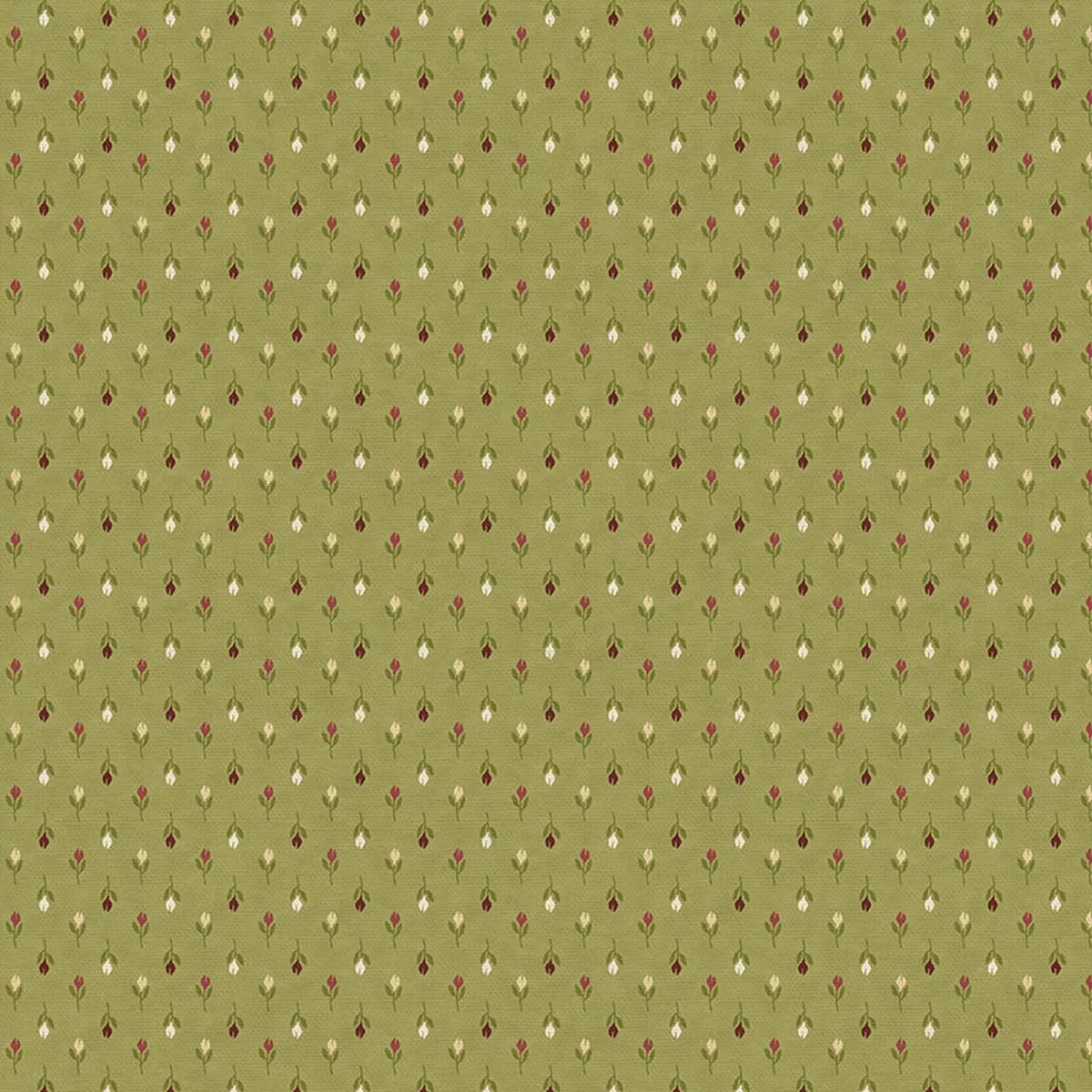 Stitched Tulips – Green – Quilting Cotton