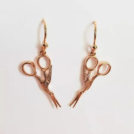 Stork Scissor Drop Earring ROSE GOLD