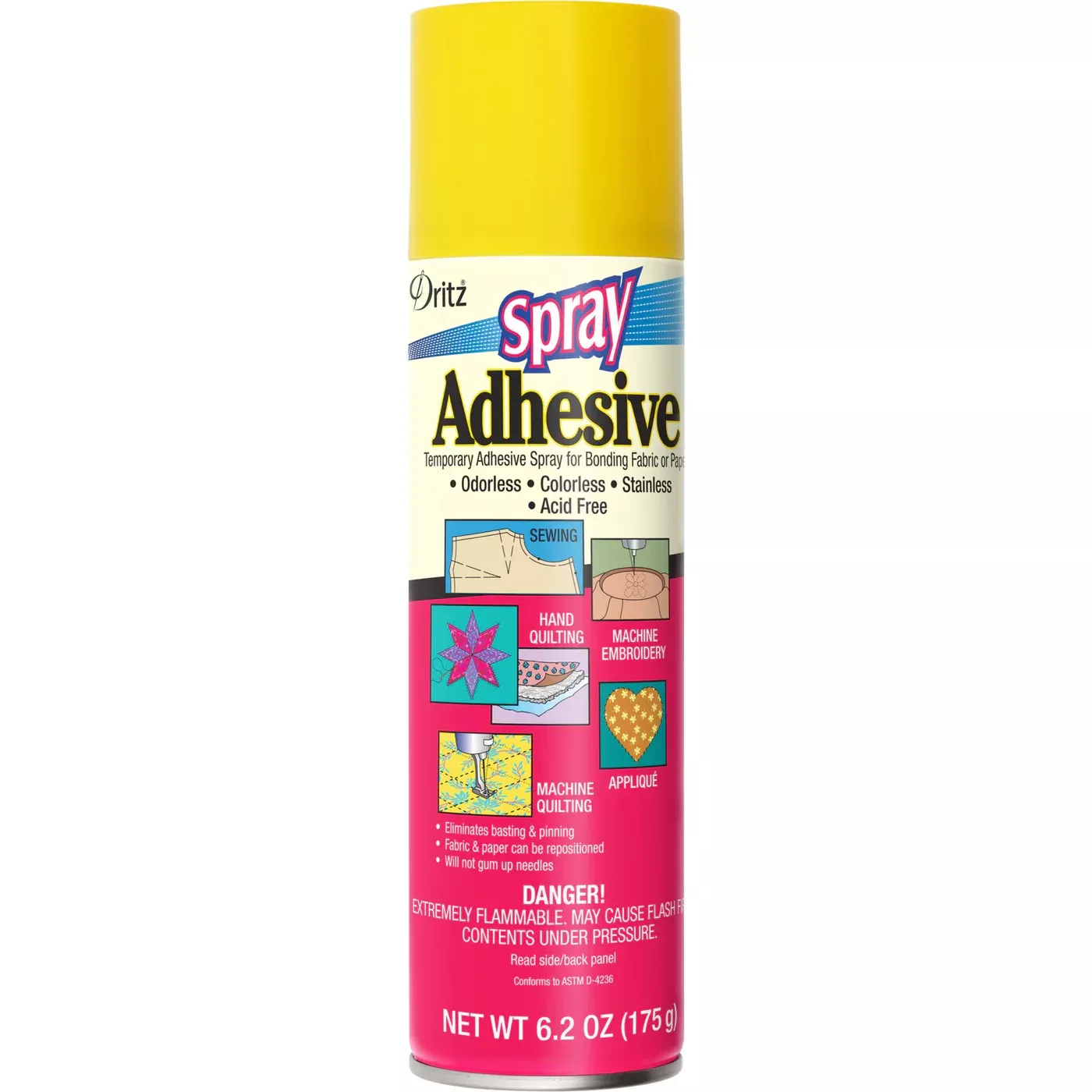 temporary-spray-adhesive-bonding-fabric-or-paper-clear-6-2-oz Temporary Spray Adhesive for Bonding Fabric or Paper, Clear, 6.2 oz.