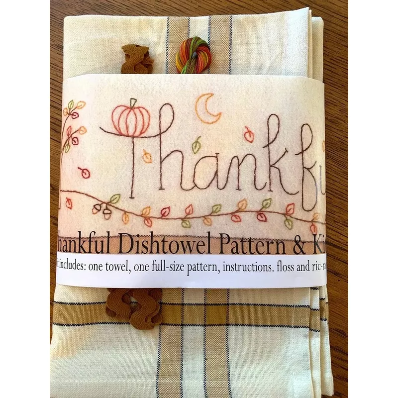 thankful-dishtowel-pattern-floss-kit Thankful Dishtowel Pattern and Floss Kit