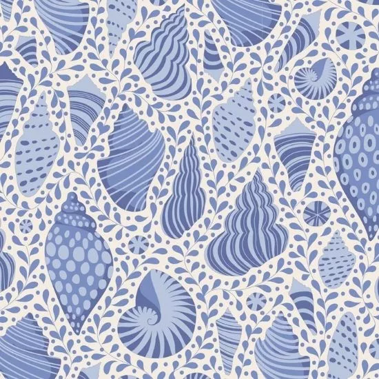 tilda-beach-shells-fabric-blue-110026 Tilda Beach Shells Fabric Blue 110026