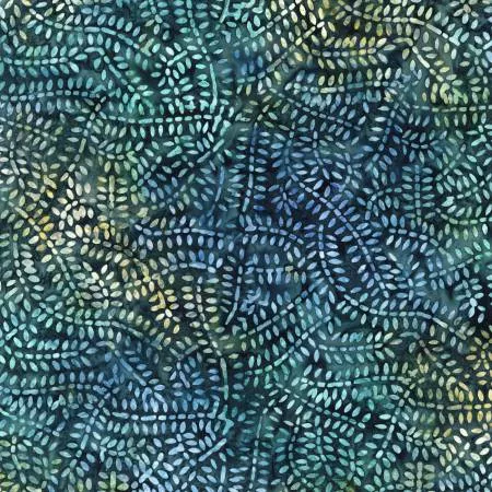 Timeless Treasures Rainfall Leaves Batik B7892-OCEAN