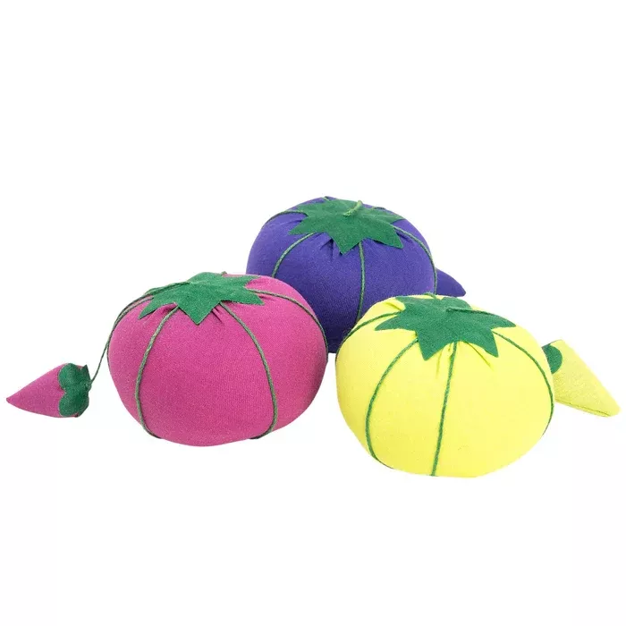 Tomato Pin Cushion with Strawberry Emery - Assorted Colours - 2-3/4" - Sew 101