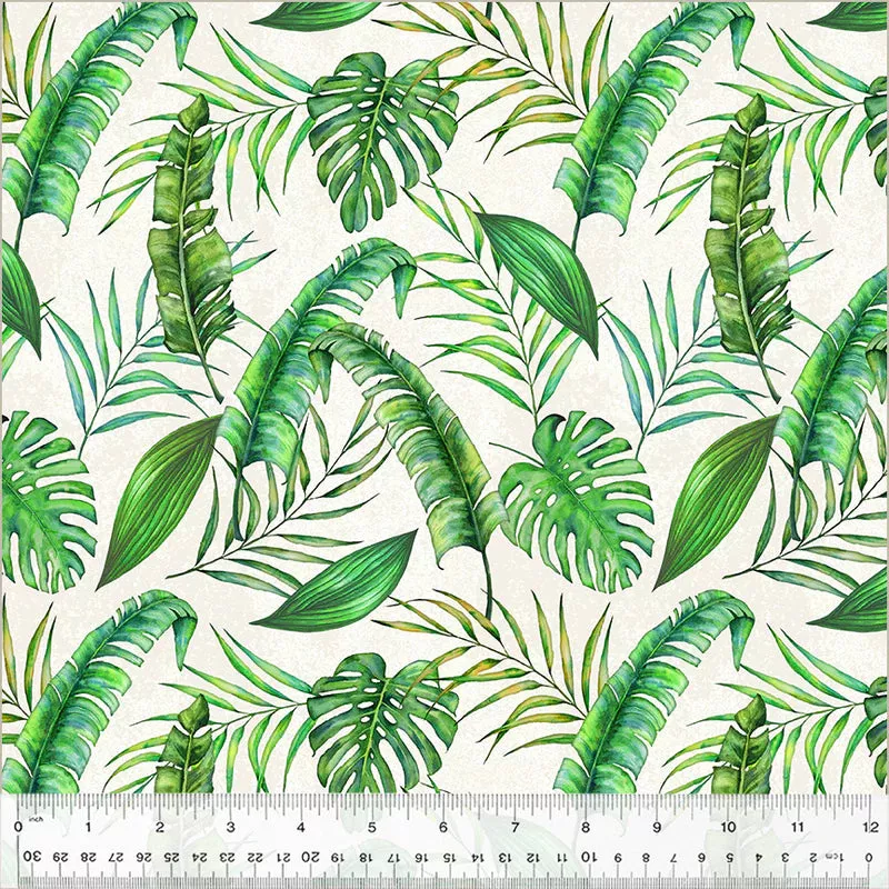 Tropical Leaves in Ivory | Whistler Studios | Tropical Paradise