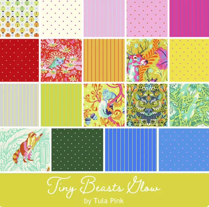 tula-pink-tiny-beasts-coordinates-fat-quarter-bundle-glow Tula Pink Tiny Beasts & Coordinates Fat Quarter Bundle Glow