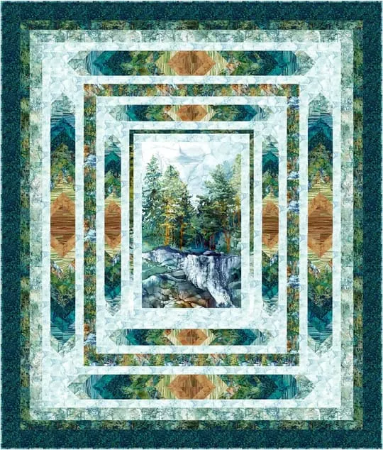 viewpoint-queen-light-in-cedarcrest-falls-quilt-kit-northcott Viewpoint QUEEN LIGHT in Cedarcrest Falls QUILT KIT - Northcott