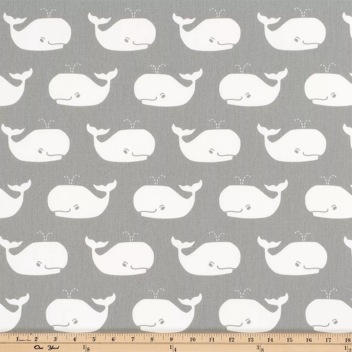 Whale Tales Storm White Twill