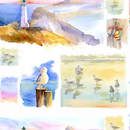 White At The Shore Digitally Printed