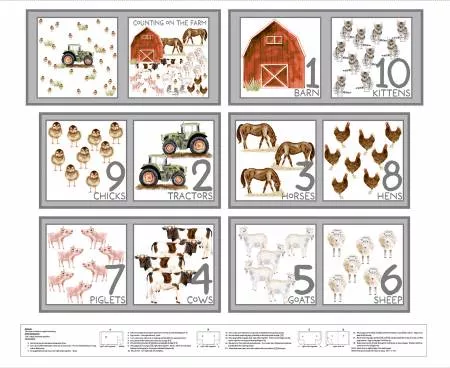 White Counting Book Panel 36 Inch repeat