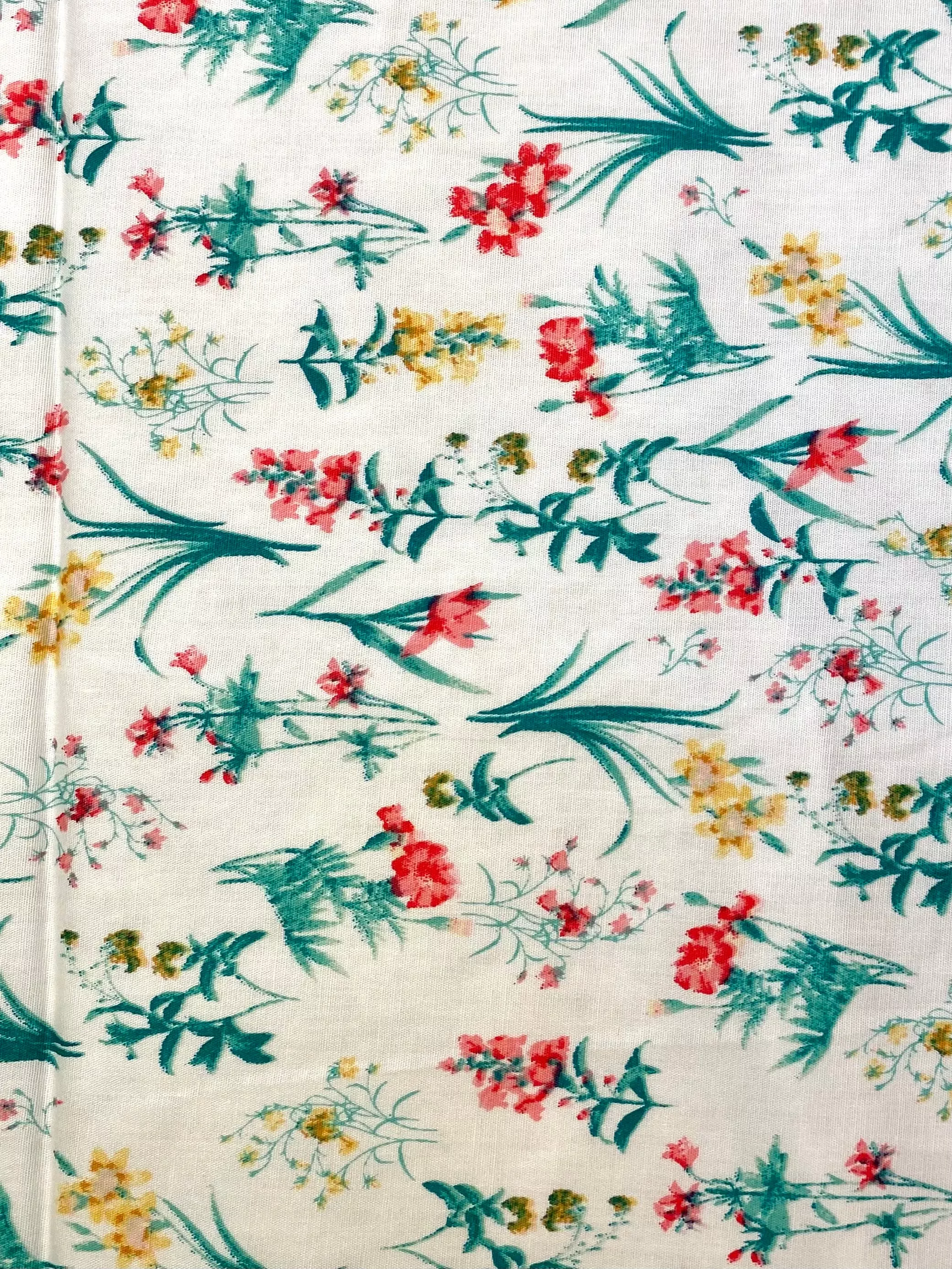 White and Multi Floral | Cotton Spandex